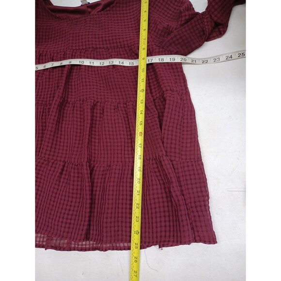 Anthropologie She + Sky Tiered Red Burgundy Womens Sz L Long Sleeve - Picture 5 of 8